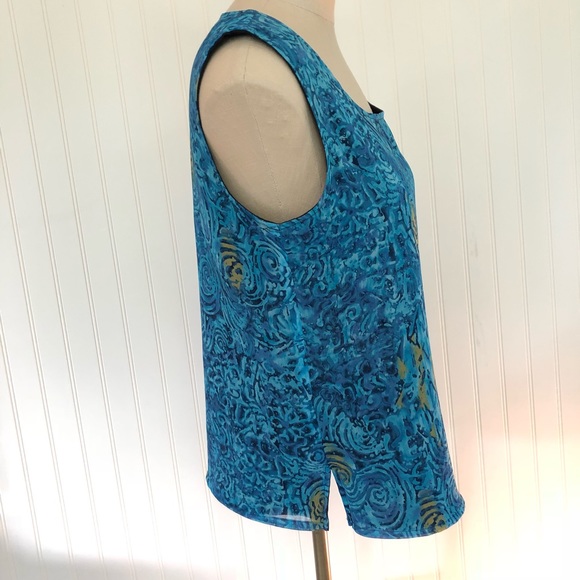 Dressy, Drapey,  Blu+Gold Art-Print Tank - Size M. - Picture 2 of 8
